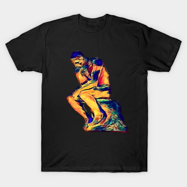 The Thinker Statue Polypaint T-Shirt by jph